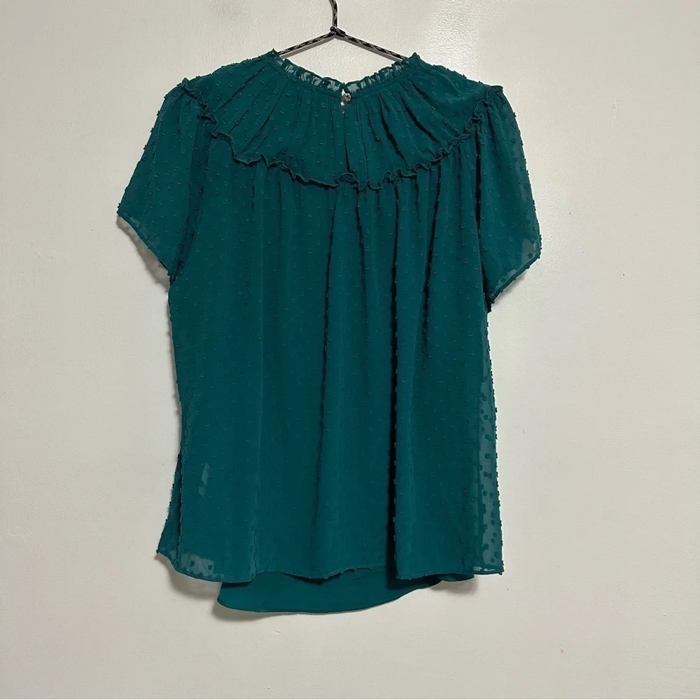 J Crew Swiss Dot Gathered Bib Top Blouse